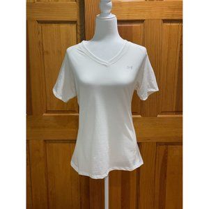 Under Armour Womens Large Tech White Heat Gear Loose Fit Short Sleeve Tee
